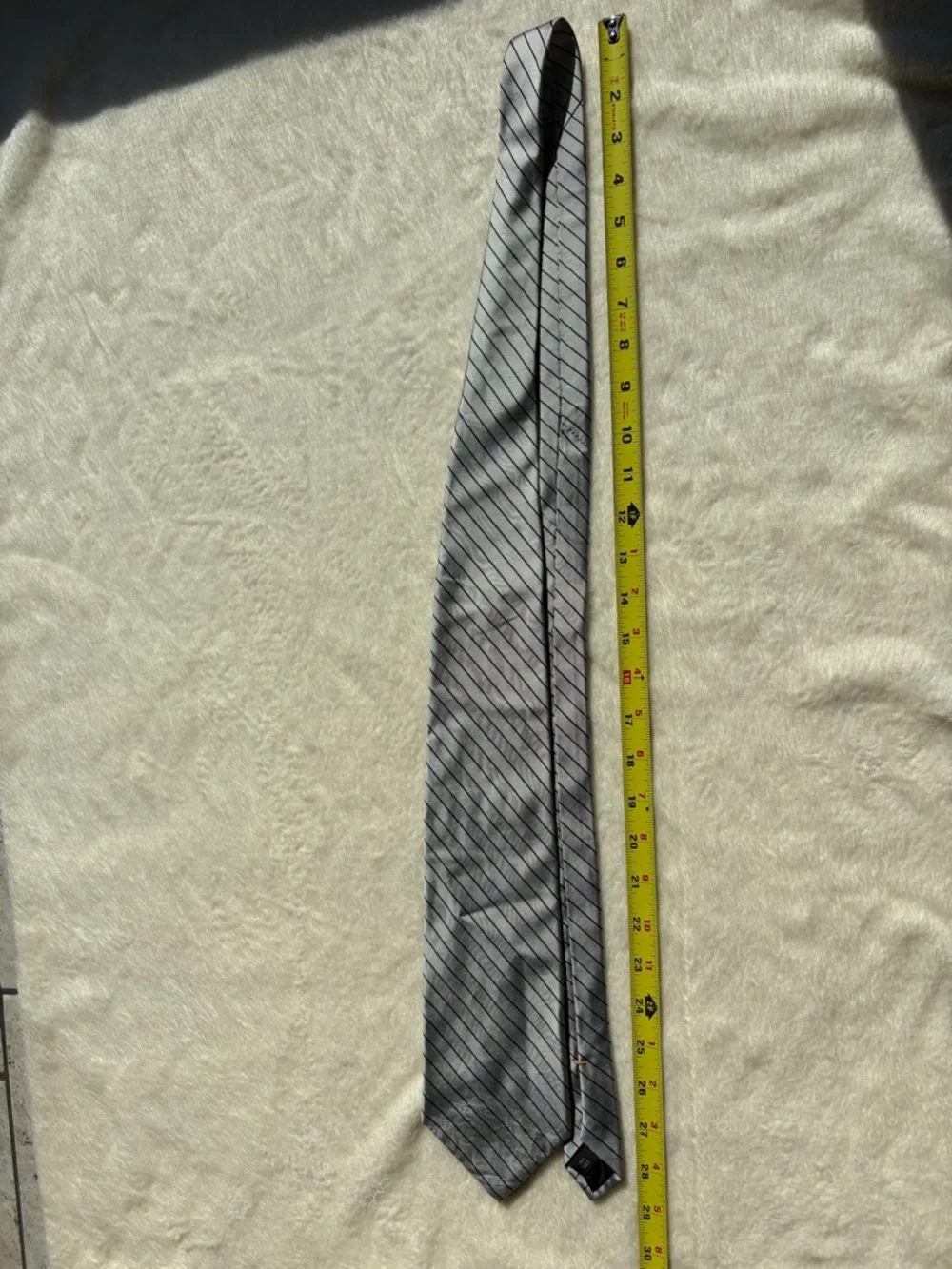 Innocenti Oro by Tom James‎ Men's Striped Silk Tie Gray Black Woven Classic Size
